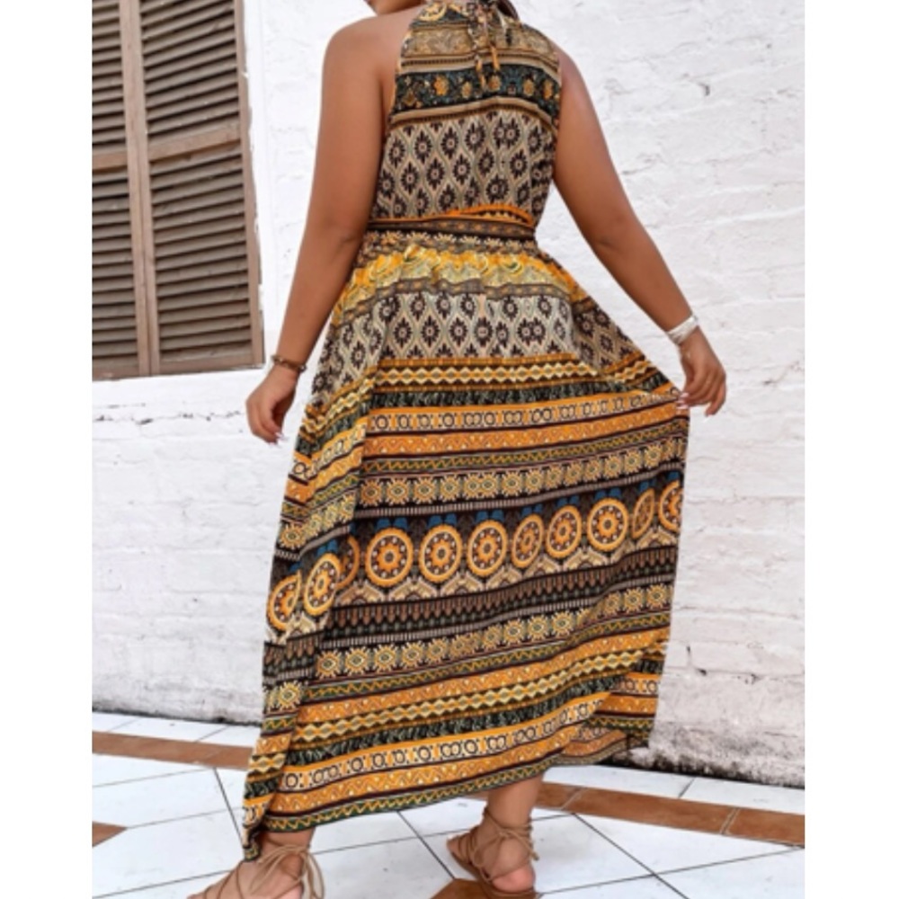 Boho floral print belted maxi dress - Picture 2 of 4